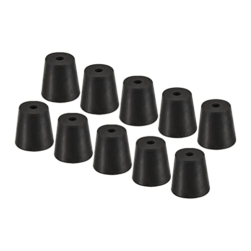YOKIVE 10 Pièces Caoutchouc Bouchons avec Trou, Coniques Bouchons avec Haute Température Résistance Protégez Trou, Idéal pour Laboratoire Industrie (Noir, 18mm à 24mm)