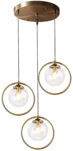 Lustre en grappe dorée LAUMZX avec anneau géométrique haut de gamme