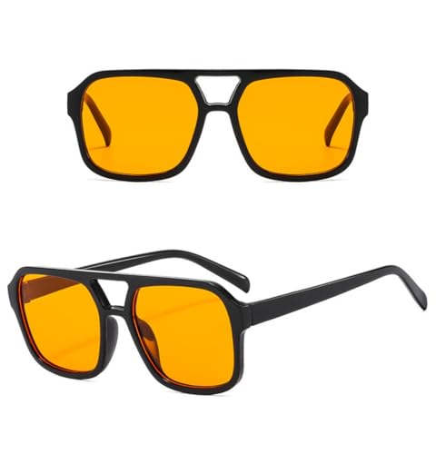 Image of Retro 70s Square Aviator Sunglasses Women Men Vintage Rectangle Sunglasses Flat Frame Trendy Shades