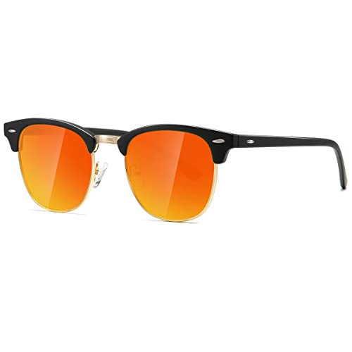 Image of AEVOGUE Polarized Semi Rimless Sunglasses for Men Women, Retro UV400 Sun Glasses for Driving Outdoor