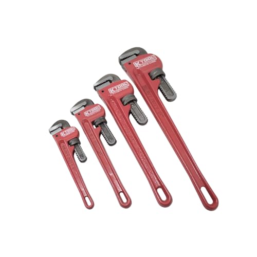 K Tool International 49000 Adjustable Pipe Wrench Set for Garages, Repair Shops and DIY, Drop Forged Steel Jaws, Cast Iron Body, Sizes Include 8