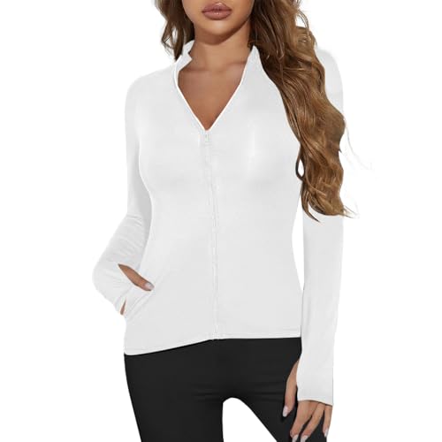 Sport Jacket - long sleeve top full zipper t-shirt with side...