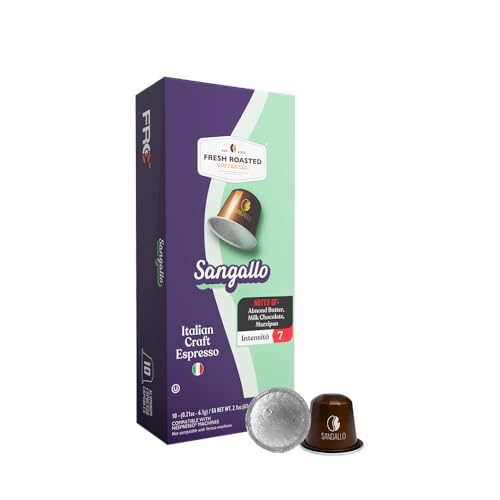 Image of Fresh Roasted Coffee, Sangallo Italian Craft Espresso Capsules for Nespresso OriginalLine, Intensity 7, Kosher, 10 Recyclable Aluminum Capsules