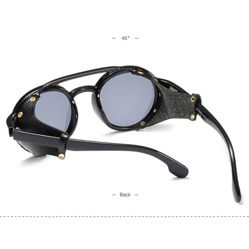 ZIUTNSAV-Round Leather Sunglasses Women Steampunk Rivet Sun Glasses Men Lady UV400 Eyeglasses Shades4