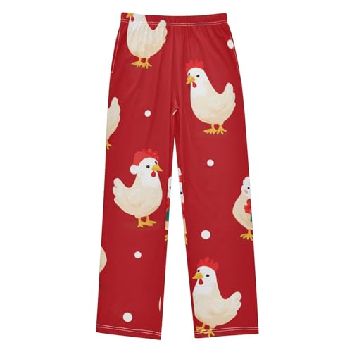 ZZXXB Chicken Snow Boys Long Pants Soft Trousers Elastic Waist Kids Lounge Bottoms with Pockets S-XL