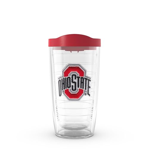 Tervis Plastic Made in USA Double Walled Ohio State Buckeyes Insulated Tumbler Cup Keeps Drinks Cold & Hot, 16oz, Emblem