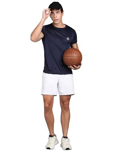 Image of Rodya Men's Solid Navy Blue Active Wear Short Sleeve Athletic T-Shirts for Gym, Running, Yoga, Crossfit