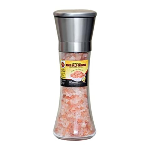 The Worldwide Mint Himalayan Pink Salt Adjustable Grinder Tall |Food Grade- COARSE |BRC-Kosher-Halal Certified| 200G ''Salt Range Pakistan Cover