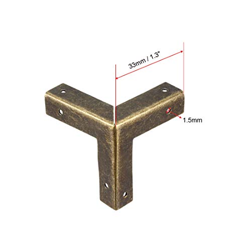 Image of uxcell Metal Box Corner Protectors Edge Guard Protector 33x33x33mm Bronze Tone 8pcs