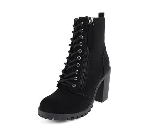 Image of Soda Women's Malia Faux Lace Up Chunky Lug Sole Combat Boot