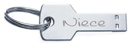 Clé USB 2 Go avec texte gravé nièce, le porte-clés Flash Memory utile