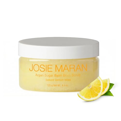 Josie Maran Argan Sugar Balm Body Scrub - Exfoliating Sugar Scrub with 100% Pure Argan Oil &amp; Coconut Oil - Softens, Smoothes &amp; Hydrates Dry Skin - Vegan + Cruelty Free - Baked Lemon Bliss (4.4 oz)