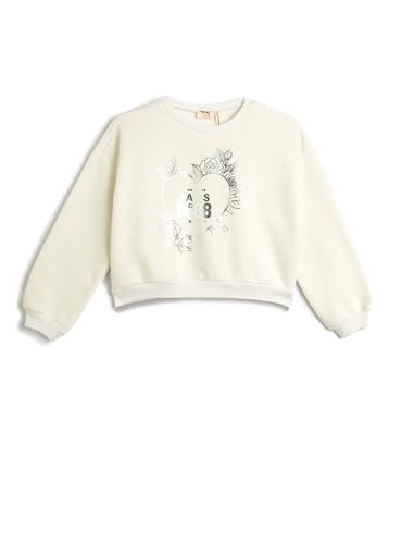 Sweatshirt oversized pour filles Koton en maille de survêtement écru