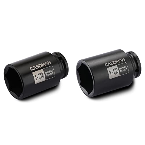 casoman CASOMAN 6-Point 1/2-Inch Drive Deep Impact Socket- 1-7/16" (SAE) & CASOMAN 6-Point 1/2-Inch Drive Deep Impact Socket- 1-1/2" (SAE)