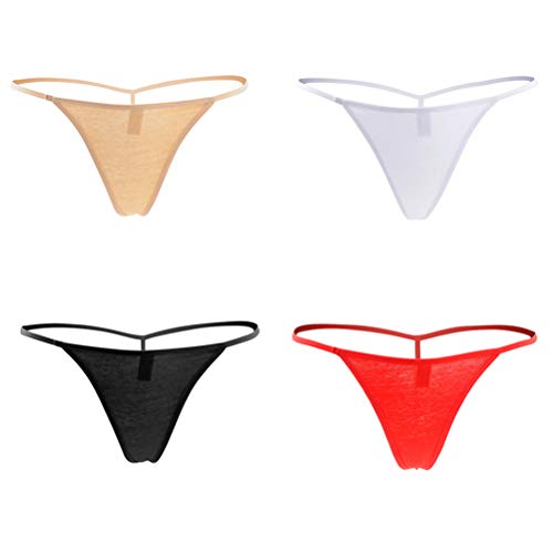 Calosy Culotte en Coton pour Femmes String Simple G-String Léger T-Back (4 Coloris, s)