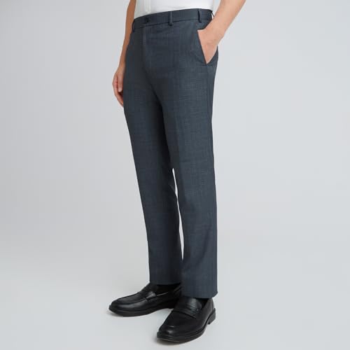 Image of Raymond Men's Slim Fit Mid Rise Solid Pattern Poly Viscose Blend Flat Front Formal Trouser