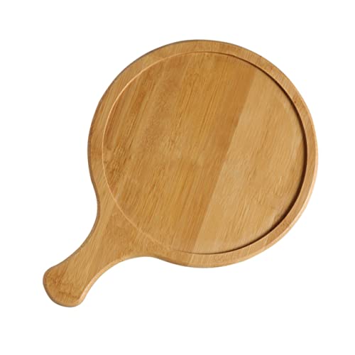 Alipis Round Bamboo Pizza Peel Tray for Bread Cake Serving Board for Everyday Meals Sushi Desserts and More for Your Afternoon Tea