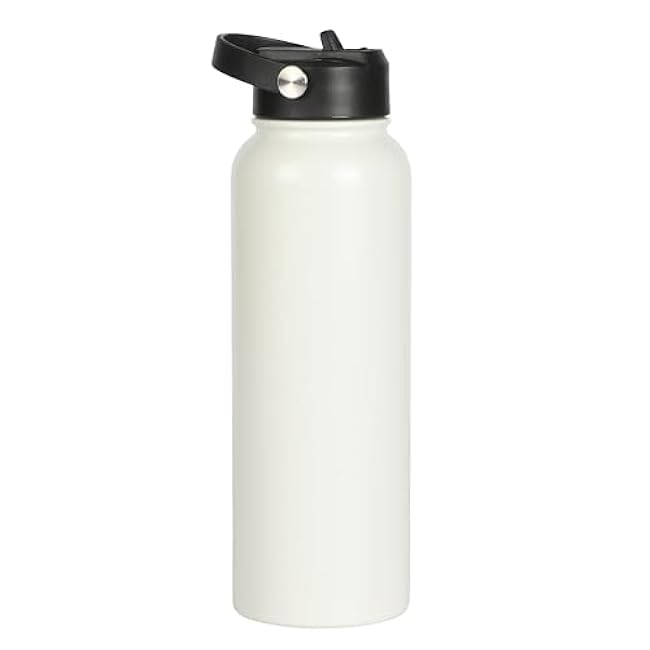 Gibson Home Marina Thermal Insulated 38 OZ Bottle W/Straw, Leak Proof, Vacuum Double Walled Stainless Steel Sports Flask W/Handle, BPA Free