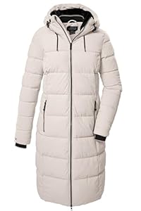 killtec Damen Steppmantel/Funktionsmantel in Daunenoptik mit Kapuze KOW 56 WMN QLTD CT, weißer Sand, 40, 41810-000