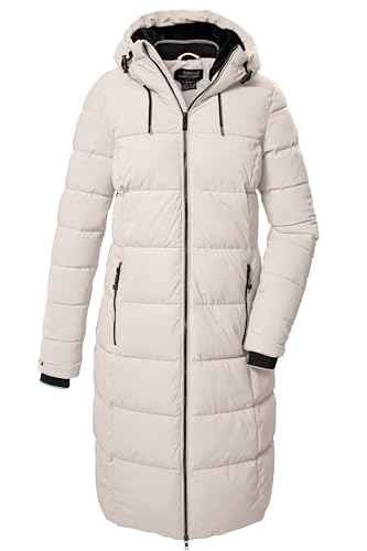 killtec Damen Steppmantel/Funktionsmantel in Daunenoptik mit Kapuze KOW 56 WMN QLTD CT, weißer Sand, 38, 41810-000