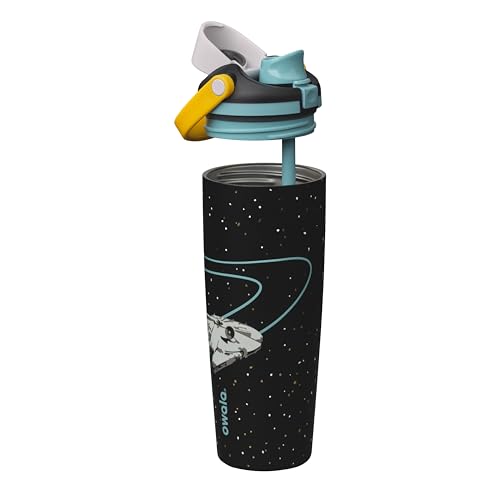 Image of Owala Star Wars FreeSip Sway Insulated Stainless Steel Water Bottle with Two-Way Spout, Built-In Straw and Bucket Handle, School, and Sports, 30oz, BPA Free, Leak Proof, Millennium Falcon