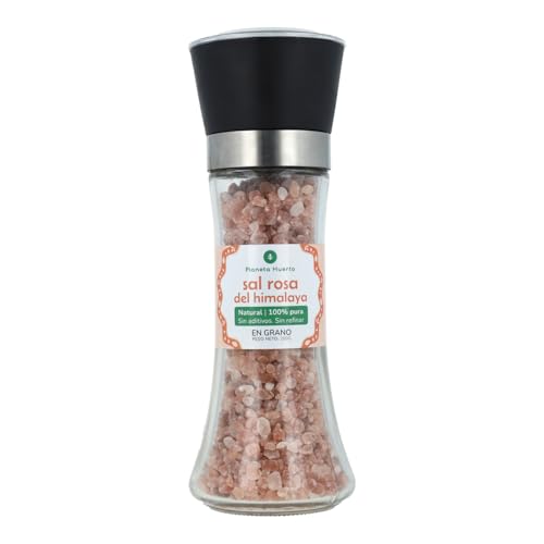 PLANETA HUERTO | Molinillo Sal Rosa ECO 200g – Sal Mineral del Himalaya, Pura y Rica en Minerales, Ideal para Cocina Saludable y Recetas Gourmet