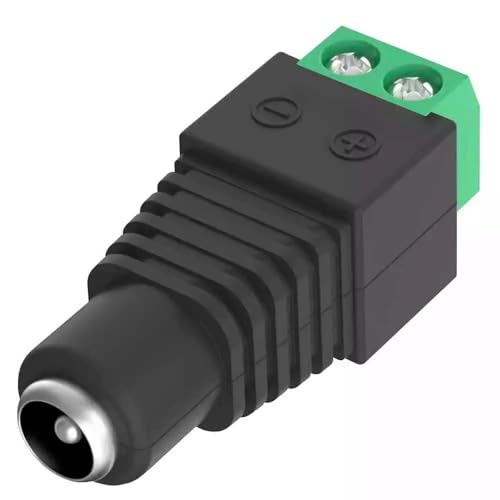 Conector de alimentación DC, Conector Jack Hembra Alimentación CCTV, Apto para Tira LED, Altavoces Bluetooth, Monitor de cámara CCTV, Admite 32 V CC 5 A, DC 5.5 x 2.1 mm, Hembra, 1 ud