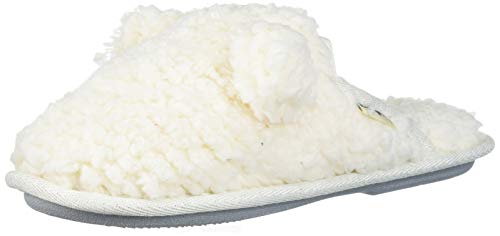 Dearfoams Unisex-Kid's Toddlers Sherpa Scuff with Ears Slipper, Muslin, 13-1 Big Kid Medium US Big Kid