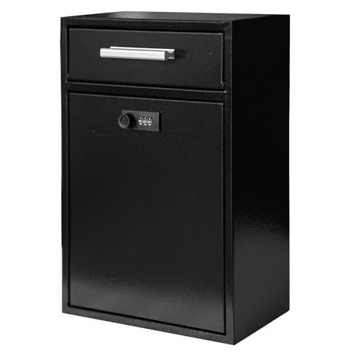 Combination Lock Wall-Mount Mailbox, Waterproof Black XL