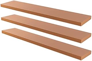 Harbour Housewares 6x Brown 120cm Floating Wall Shelves Set Easy to Install Shelf Office, Bedroom, Living Room Storage Wall Mounted Shelves