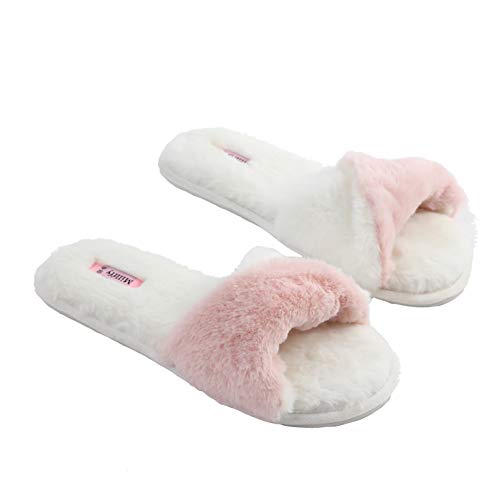 Millffy Cross Band Graceful Women's Slippers Fluffy Thong Slippers Home Flip Flops Slippers Open Toe Slides2