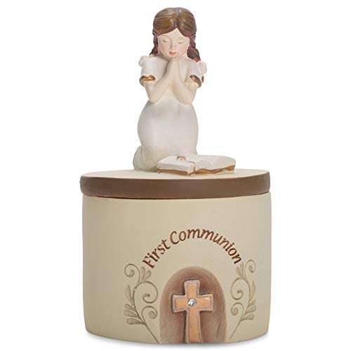 Dicksons First Communion Praying Girl Resin Stone 5 Inch Keepsake Box #TOP4