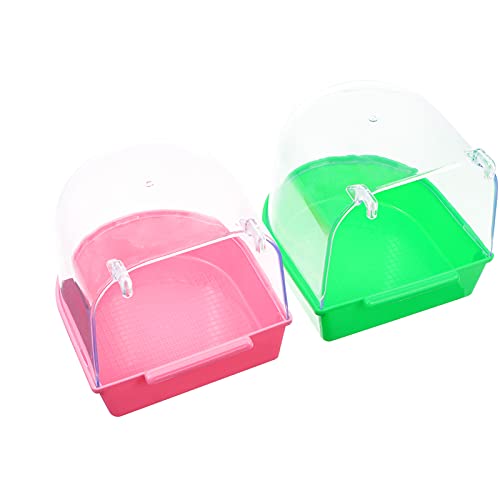 Parrot Bath Box Bird Hanging Bathtub Shower Box Bowl Bird Cage Accessory for Pet Birds Canary Parakeets Lovebirds 2pcs