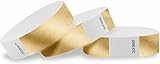 WristCo Metallic Gold Tyvek Wristbands for Events - 200 Count - Comfortable Tear Resistant Paper Bracelets ID Wrist Bands for Concerts Festivals Admission Party Identification