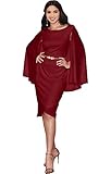 KOH KOH Womens Long Cape Batwing Cloak Dolman Sleeve Belt Knee Length Fall Winter Work Tunic Dressy...