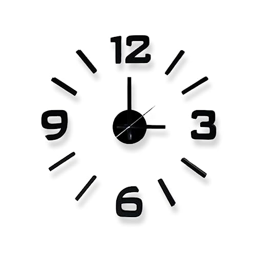 Reloj de Pared Grande sin Marco - Reloj Decorativo con Piezas Autoadhesivas - Goma EVA - Movimiento Silencioso - Estilo Moderno - Ideal para Hogar u Oficina - Diámetro Recomendable 60 cm - Aktual