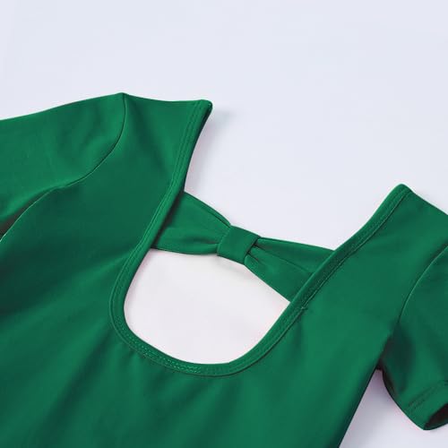 Image of Stelle Leotard for Girls Black Ballet Dance Leotard Gymnastics Outfits with Bow Back (Toddler /Little /Big Kids)