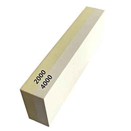mewmewcat Pedra de afiar com base de silicone antideslizante Dual Grit 2000/4000 Waterstone amolador