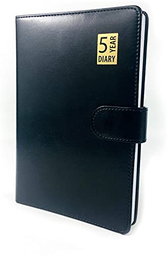 JMS we create smile - A5 Size 5 Year Undated Leatherette Padded Diary - Magnetic Closure (Black)