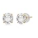Jewelili 10K Yellow Gold 7MM Round White Cubic Zirconia Stud Earrings for Women | Classic Jewelry with Gift Box | Timeless Fashion Jewelry Gift for Her | Dainty Earrings