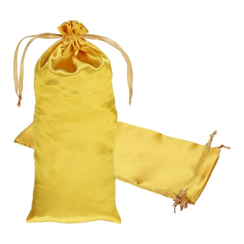 PATIKIL Satin Drawstring Favor Bags, (14" x 6", Gold) (3Pcs), Satin Gift Bags Gift Pouches with Drawstrings, Suit for - Wedding/Festival/Birthday/Celebration