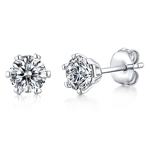 Boucles d'oreilles moissanite argent 925 anti-allergie diamant rond éclat durable