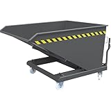 kaiserkraft | Kippbehälter | mit Scheren-Kipp-Mechanismus | Volumen 1000 l | anthrazitgrau RAL 7016