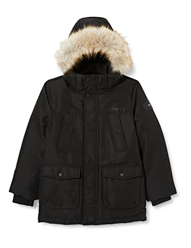 Tommy Hilfiger Jungen Tech Parka Gepolsterte Mäntel, Black, 24 Monate