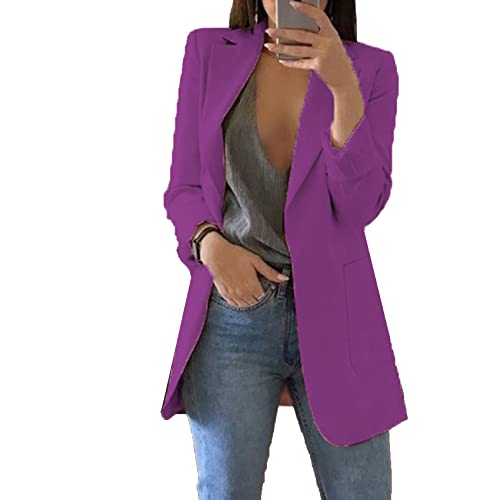 Chaqueta de traje para mujer con solapa elegante de diseño fino para primavera