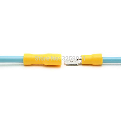 Gimax 500PCS Butt Connector Spade Crimp Terminal Male Female Full-Insulating Joint 12-10 AWG MDD 5.5-250 FDFD 5.5-250 yellow