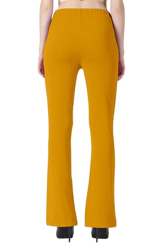 Image of Mehrang Cotton Blend Bootcut Parallel Trouser Pants for Women Regular Fit, Bellbottom Straight Pants for Womens
