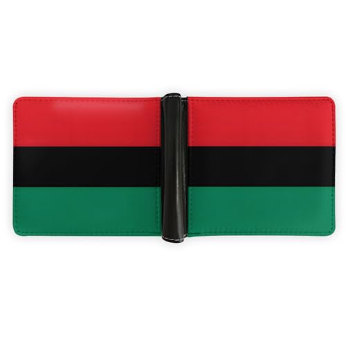 Pan African Flag Wallet Foldable Patriotic Leather Purse with Card Cash Holder for Men Women Travel Gift