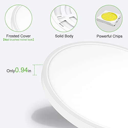 LightingWill 24 Inch LED Flush Mount Ceiling Light Fixture, 6000K Cool White, 5600LM, 45W, Flat Modern Round Lighting Fixture, 400W Equivalent White Ceiling Lamp for Kitchens, Bedrooms.etc.