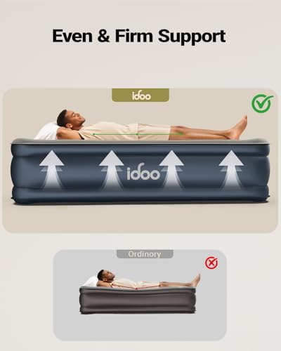iDOO Twin XL Air Mattress Built in Pump, Upgraded Inflatable Blow up Mattress, 2-Min Twin Size Air Mattress for Home Guest, 80\'\' Extra Long Air Bed with Carry Bag, Colchon Inflable